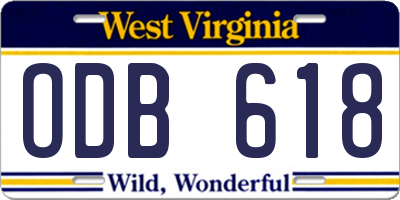 WV license plate ODB618