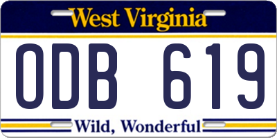 WV license plate ODB619