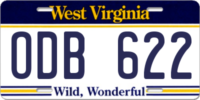 WV license plate ODB622