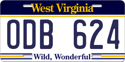WV license plate ODB624