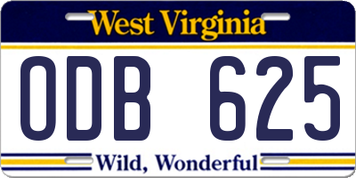 WV license plate ODB625