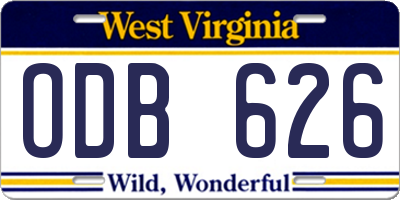 WV license plate ODB626