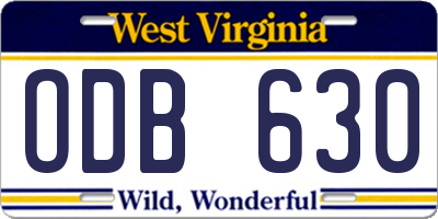 WV license plate ODB630
