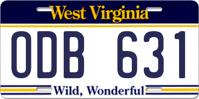 WV license plate ODB631
