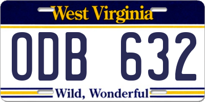 WV license plate ODB632