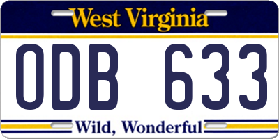 WV license plate ODB633