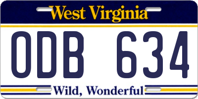 WV license plate ODB634