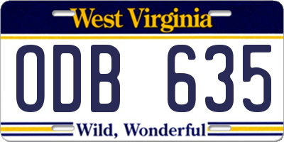 WV license plate ODB635