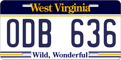 WV license plate ODB636