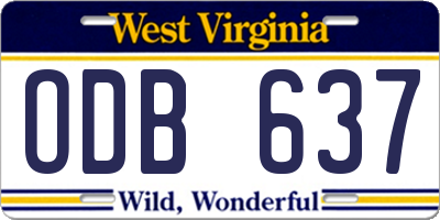 WV license plate ODB637
