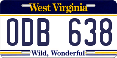 WV license plate ODB638