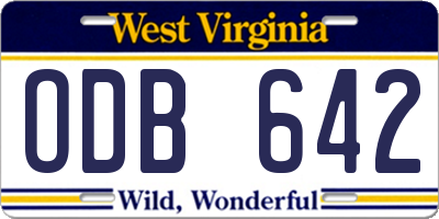 WV license plate ODB642
