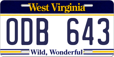 WV license plate ODB643