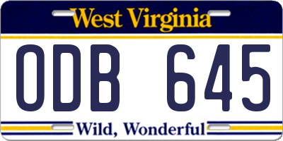 WV license plate ODB645