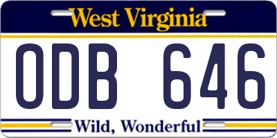 WV license plate ODB646