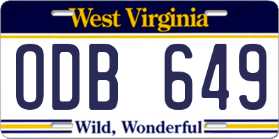 WV license plate ODB649
