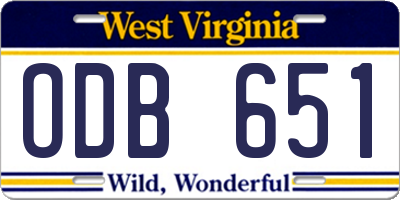 WV license plate ODB651