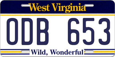WV license plate ODB653