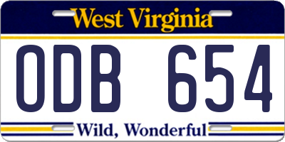 WV license plate ODB654