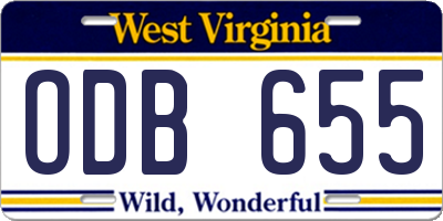 WV license plate ODB655