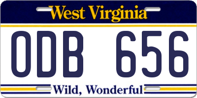 WV license plate ODB656