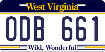 WV license plate ODB661