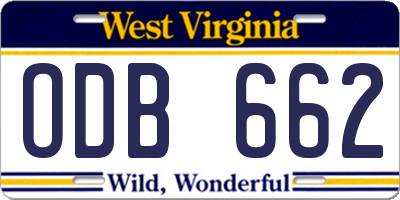 WV license plate ODB662