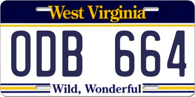 WV license plate ODB664