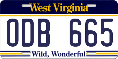 WV license plate ODB665