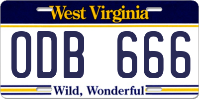 WV license plate ODB666