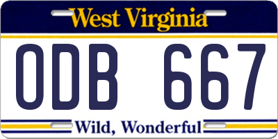 WV license plate ODB667