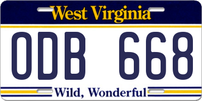 WV license plate ODB668