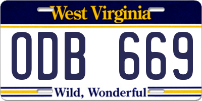 WV license plate ODB669