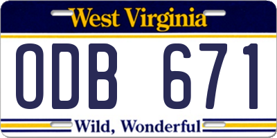 WV license plate ODB671
