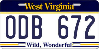 WV license plate ODB672