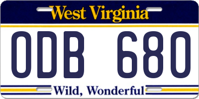 WV license plate ODB680