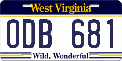 WV license plate ODB681