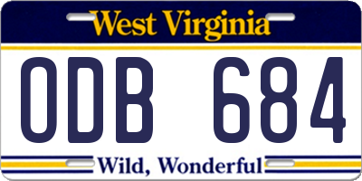 WV license plate ODB684