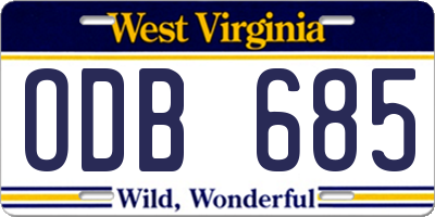 WV license plate ODB685