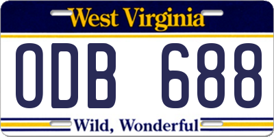 WV license plate ODB688