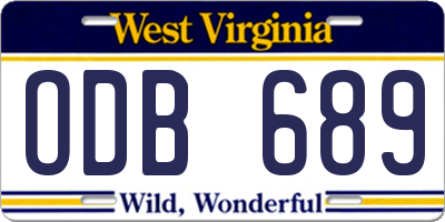 WV license plate ODB689