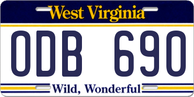 WV license plate ODB690