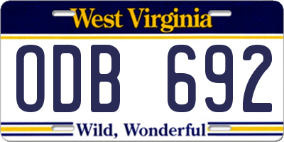WV license plate ODB692