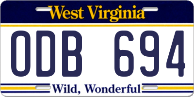 WV license plate ODB694