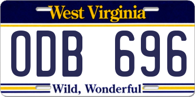 WV license plate ODB696