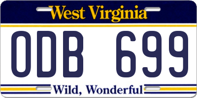 WV license plate ODB699