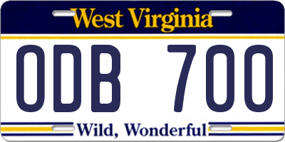 WV license plate ODB700