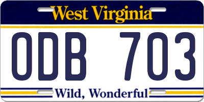 WV license plate ODB703