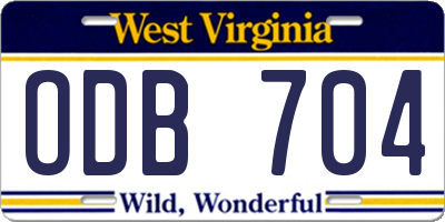 WV license plate ODB704