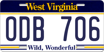 WV license plate ODB706